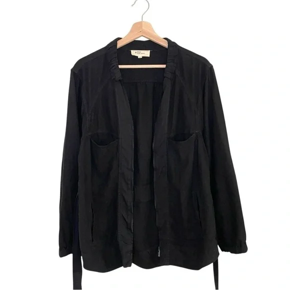Isabel Marant Etoile Linen Blend Utility Jacket Zip Front Belted Black 6 Medium - Picture 3 of 13